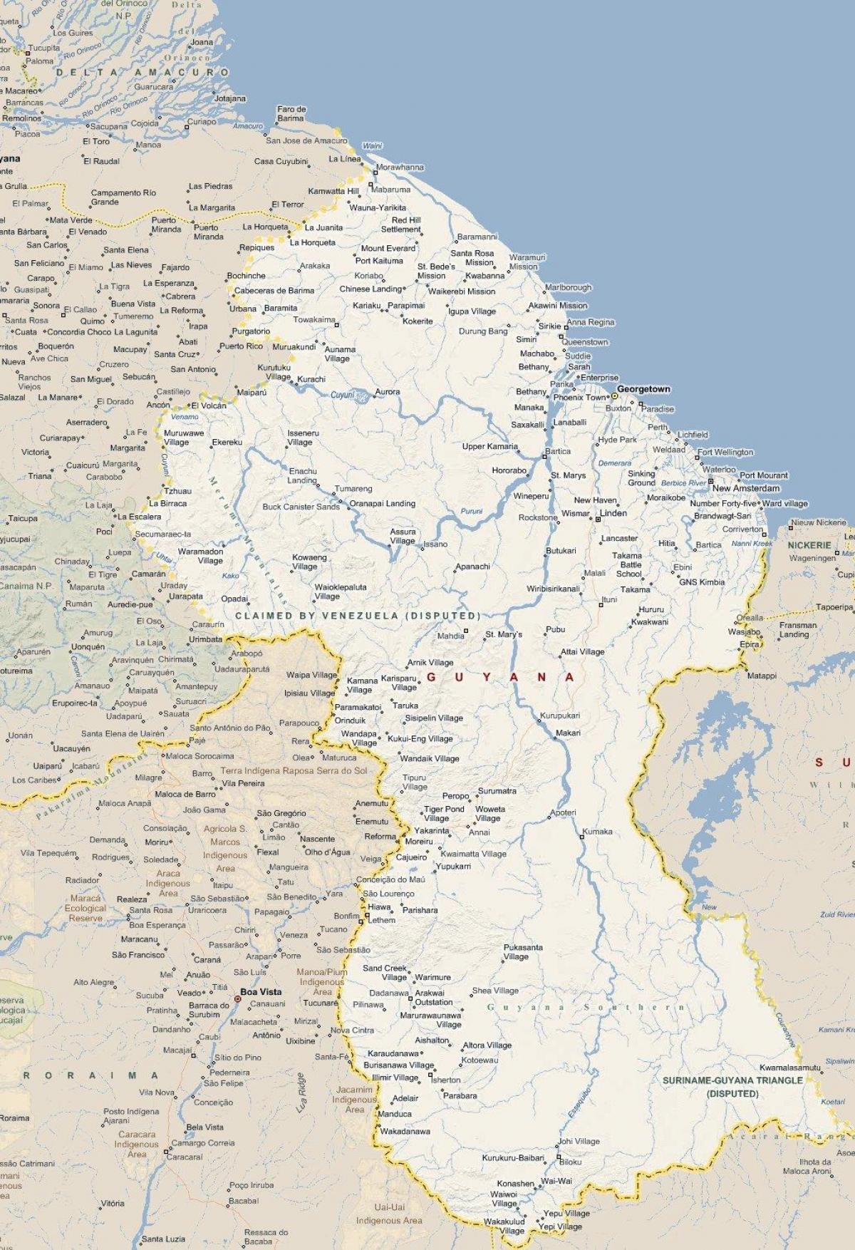 خريطة خريطة مفصلة غيانا