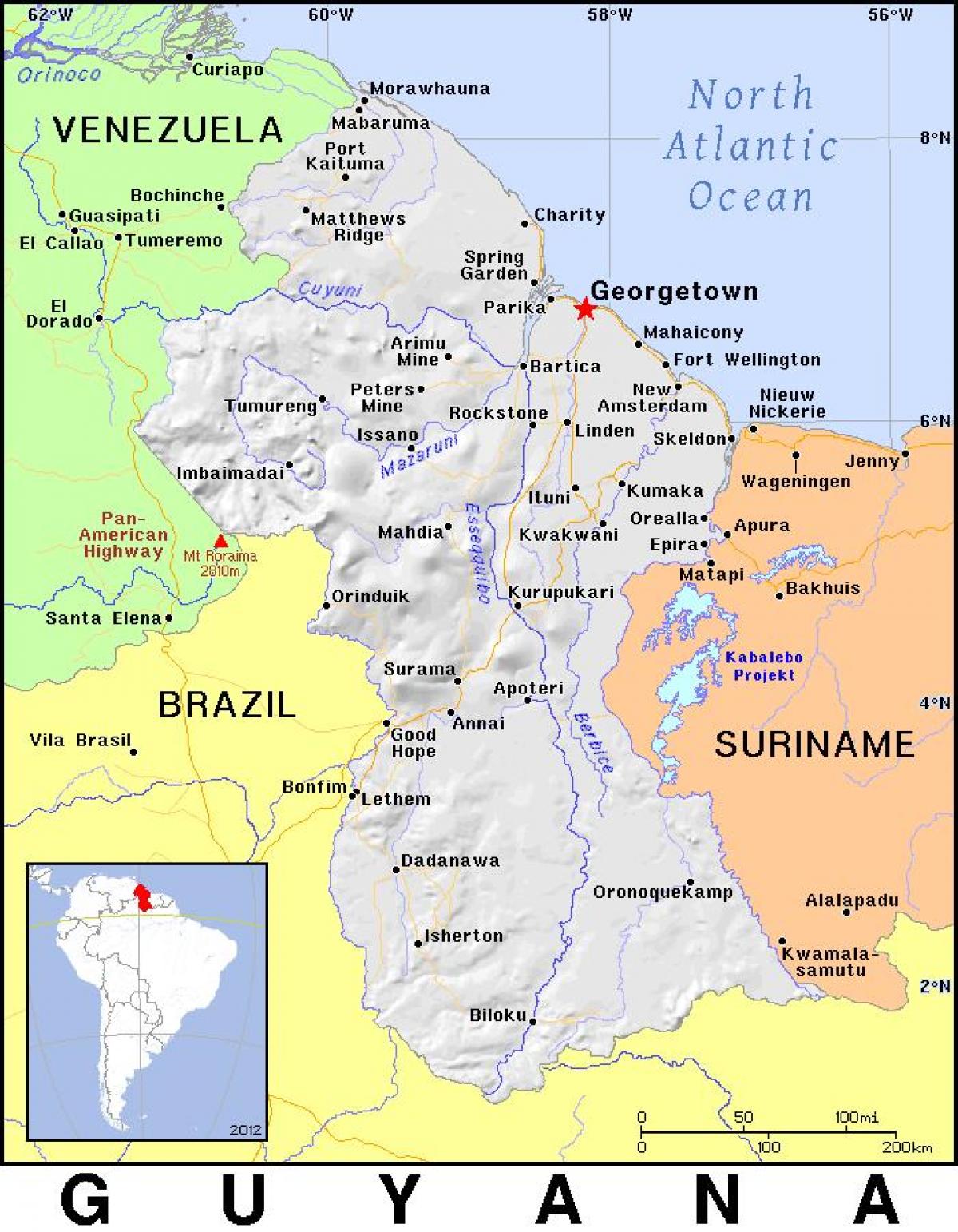 خريطة غيانا البلد