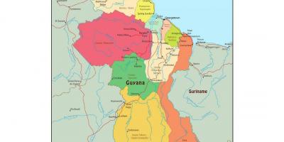 خريطة غيانا عرض 10 مناطق إدارية